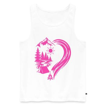 Camping Nature Adventure dans les Montagnes Heart - Débardeur bio Premium Homme - blanc - Devant - AI Model Male 178 light (178cm)