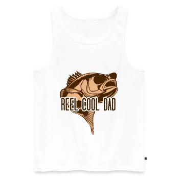 Reel Cool Dad – Best Fishing Dad - Men's Premium Organic Tank Top - white - Front - Michal (187cm)