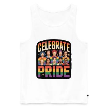 Celebrate Pride LGBTQ Rainbow - Men's Premium Organic Tank Top - white - Front - Michal (187cm)