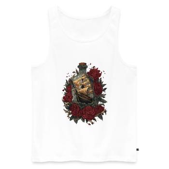 Navire en bouteille - Roses et liberté - Débardeur bio Premium Homme - blanc - Devant - Michal (187cm)