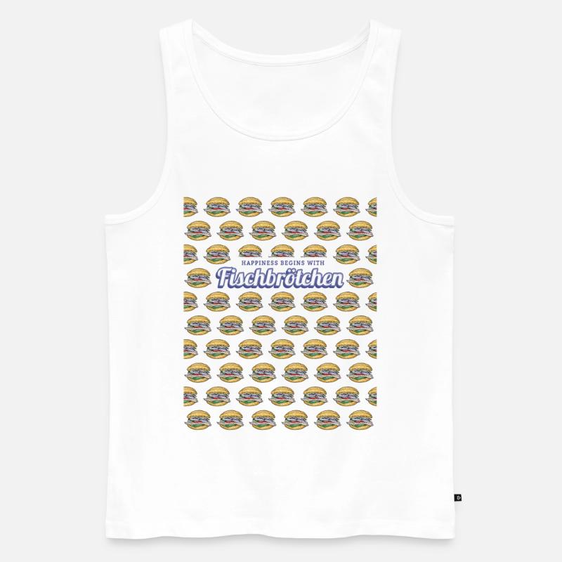 Fischbrötchen mit Matjes oder Bismarckhering - Männer Premium Bio Tank Top - Weiß