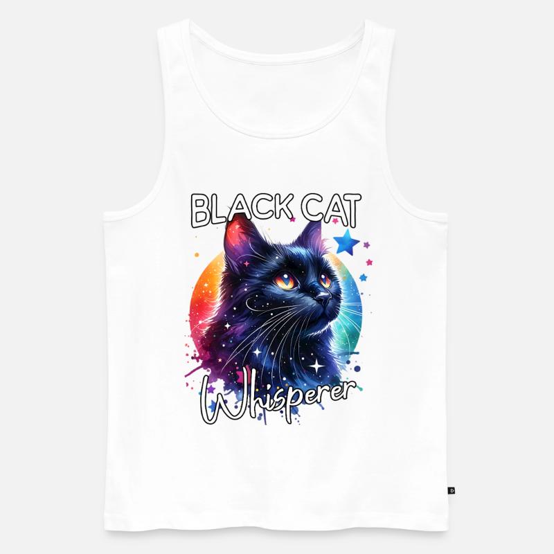 Schwarze Katze Flüsterer - Männer Premium Bio Tank Top - Weiß