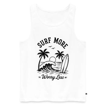 Surfez plus, inquiétez-vous, moins de vagues de vacances d’été - Débardeur bio Premium Homme - blanc - Devant - Michal (187cm)