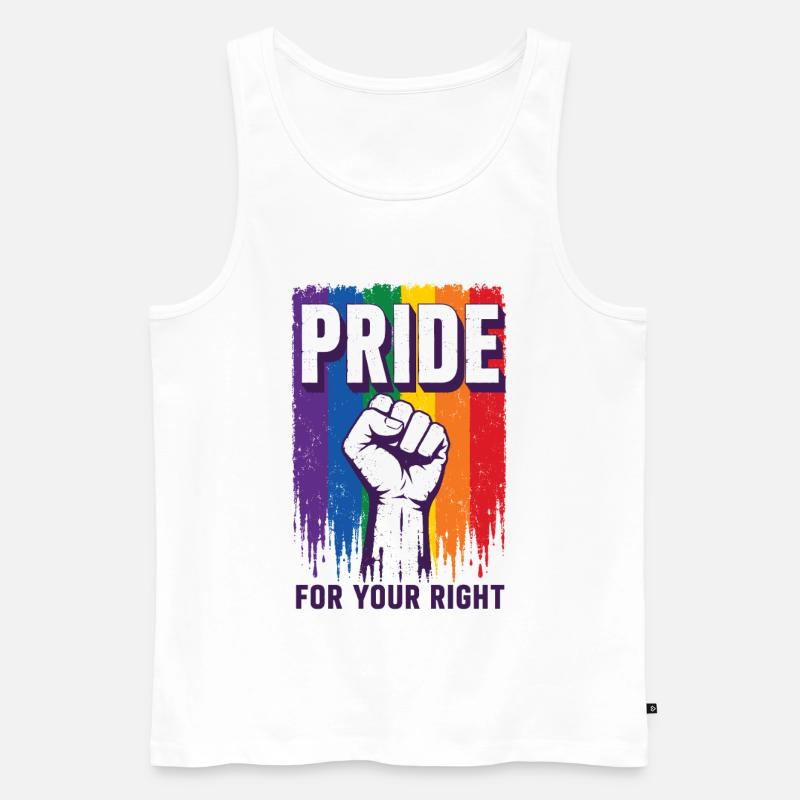 Pride Regenbogen Rechte Statement Shirt - Männer Premium Bio Tank Top - Weiß