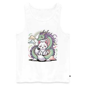Kawaii Dragon Fox Shirt Magic Pastel Motif - Men's Premium Organic Tank Top - white - Front - AI Model Male 178 light (178cm)