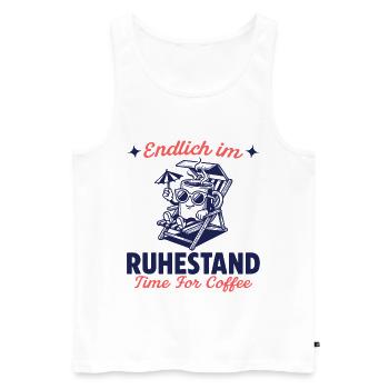 Endlich im Ruhestand Zeit für Kaffee - Männer Premium Bio Tank Top - Weiß - Vorne - AI Model Male 178 light (178cm)