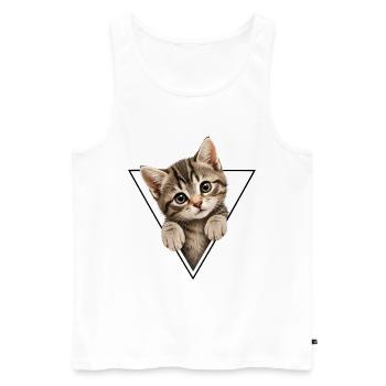 Kitten in the triangle - Men's Premium Organic Tank Top - white - Front - Michal (187cm)