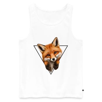 Illustration du renard dans le triangle - Débardeur bio Premium Homme - blanc - Devant - Michal (187cm)