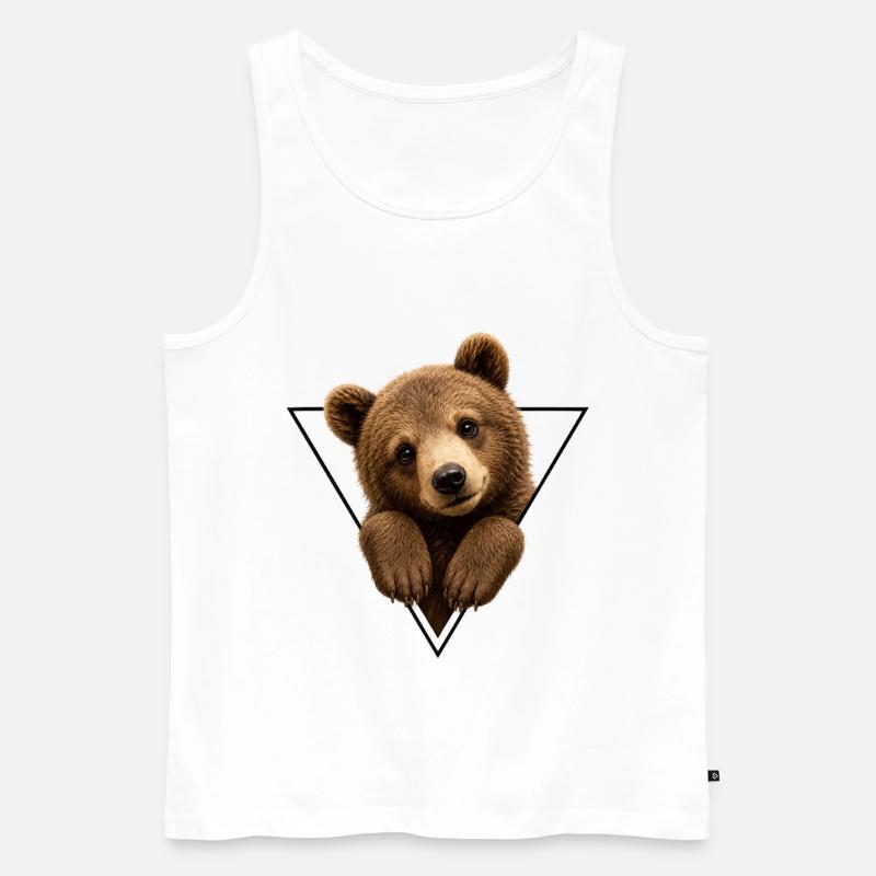 Bear cub in triangle - Men's Premium Organic Tank Top - white