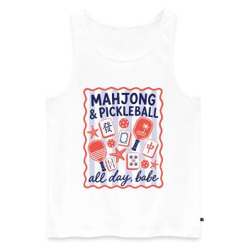 Jeu de Mahjong de Pickleball Mahj - Débardeur bio Premium Homme - blanc - Devant - Michal (187cm)