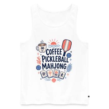 Coffee Pickleball Mahjong Game Mahj - Men's Premium Organic Tank Top - white - Front - Michal (187cm)