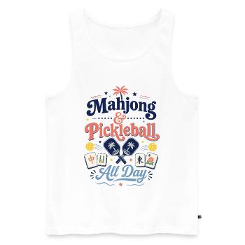 Jeu de Mahjong de Pickleball Mahj - Débardeur bio Premium Homme - blanc - Devant - Michal (187cm)