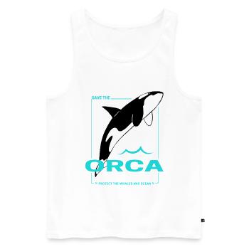 Orca protège les baleines et le design des épaulards marins - Débardeur bio Premium Homme - blanc - Devant - AI Model Male 178 light (178cm)