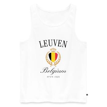 Lion Belgium of Arms – Souvenir de voyage - Débardeur bio Premium Homme - blanc - Devant - AI Model Male 178 light (178cm)