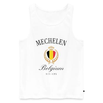 Mechelen Belgium Coat of Arms Crown – Travel Souvenir - Men's Premium Organic Tank Top - white - Front - AI Model Male 178 light (178cm)