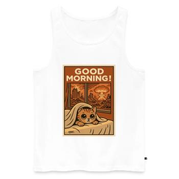 Good Morning: Apocalyptic Kitten - Men's Premium Organic Tank Top - white - Front - AI Model Male 178 light (178cm)