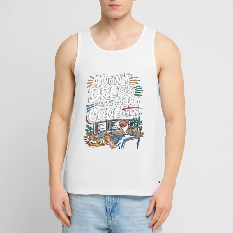 Remote Developer I Don't Dress Remote Tech Worker Men's Premium Organic Tank Top