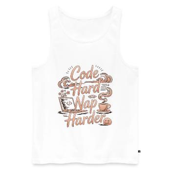 Remote Developer Code Hard Nap Harder Remote Coder - Men's Premium Organic Tank Top - white - Front - AI Model Male 178 light (178cm)