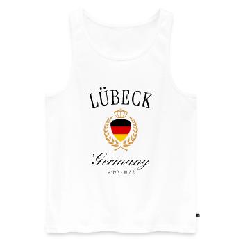 Lübeck Deutschland Wappen Krone – Reise Souvenir - Männer Premium Bio Tank Top - Weiß - Vorne - Michal (187cm)