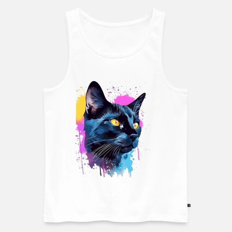 Bunte Bombay-Katzengesicht-Splash-Kunst - Männer Premium Bio Tank Top - Weiß
