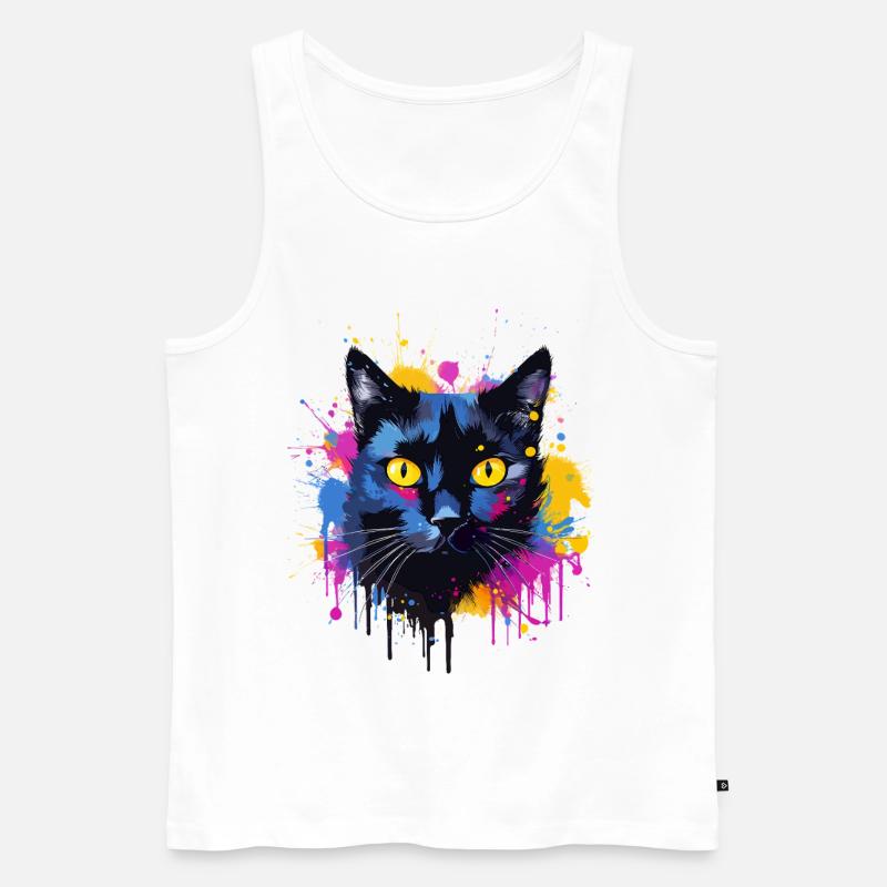 Bunte Bombay-Katzengesicht-Splash-Kunst - Männer Premium Bio Tank Top - Weiß