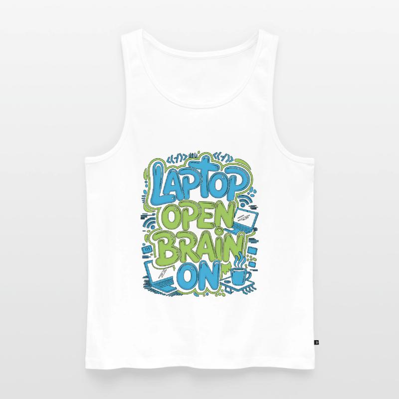 Remote Developer Laptop Open Brain On Remote Coder Männer Premium Bio Tank Top