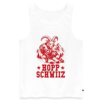 Hopp Schwiiz Eishockey Geißbock Schweizer Fan - Männer Premium Bio Tank Top - Weiß - Vorne - Michal (187cm)
