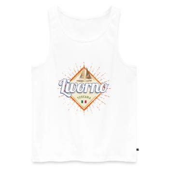 Livorno Toskana in Italien mit Segelschiff Design - Männer Premium Bio Tank Top - Weiß - Vorne - Michal (187cm)
