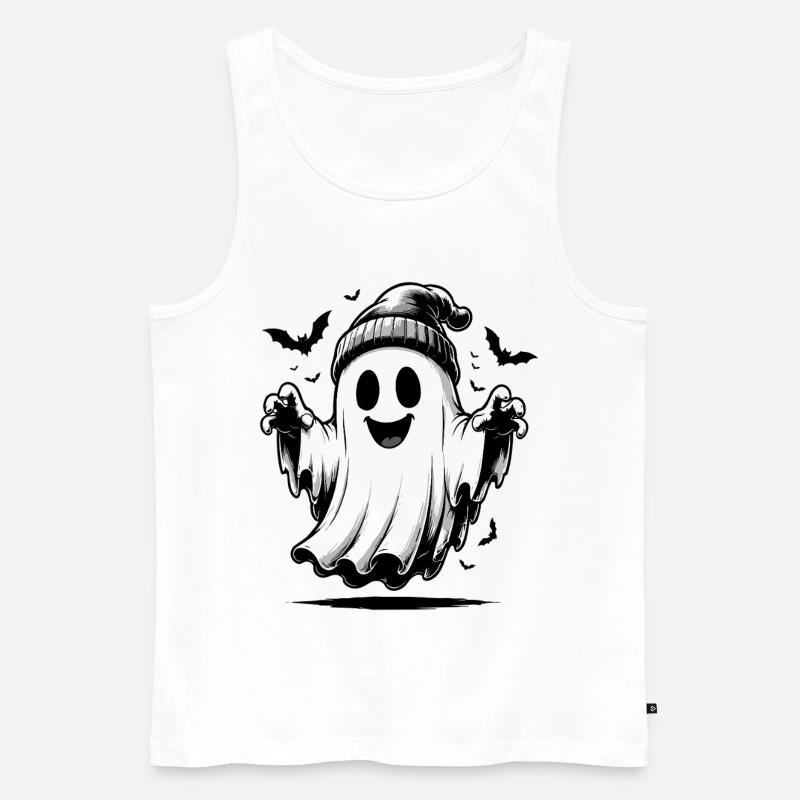 Ghost with knitted hat - Men's Premium Organic Tank Top - white