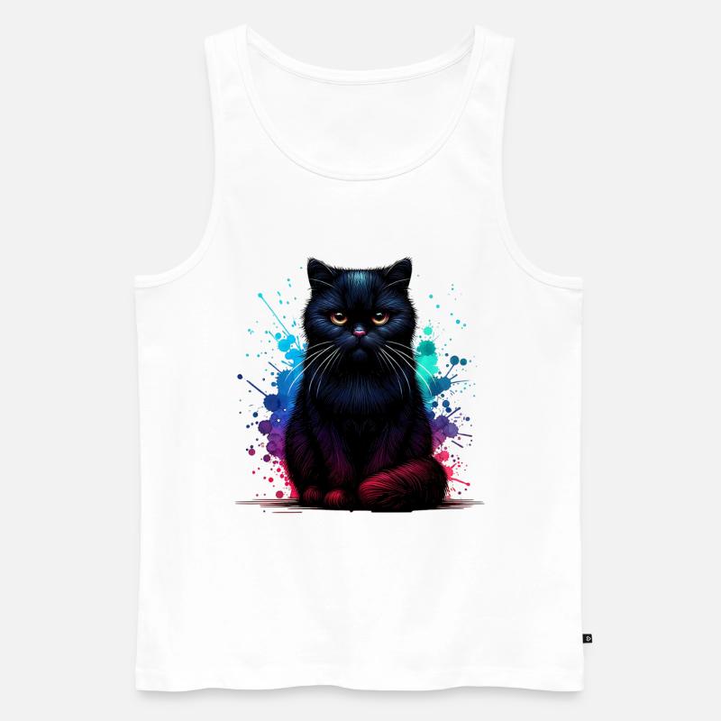 Schwarze Katze Geschenk - Männer Premium Bio Tank Top - Weiß