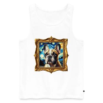 Nuit étoilée du bouledogue français - Débardeur bio Premium Homme - blanc - Devant - Michal (187cm)