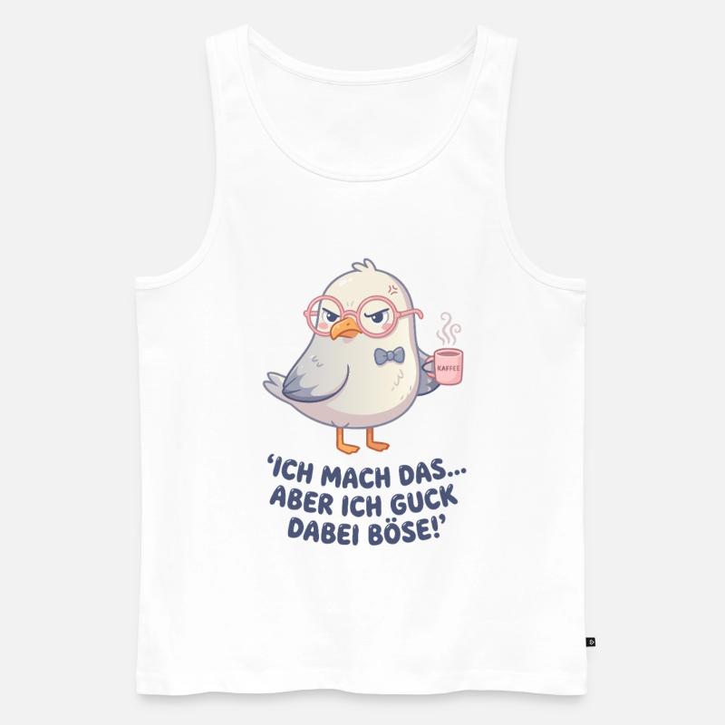 Möwe Kaffee Spruch - Männer Premium Bio Tank Top - Weiß