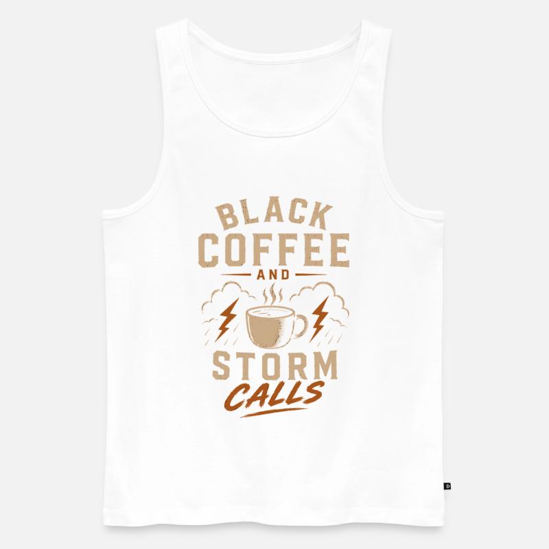 Lineman Strom Schwarzer Kaffee Und Sturm - Männer Premium Bio Tank Top - Weiß