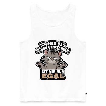 Gereizter Kater Spruch: Ist Mir Egal - Männer Premium Bio Tank Top - Weiß - Vorne - Michal (187cm)
