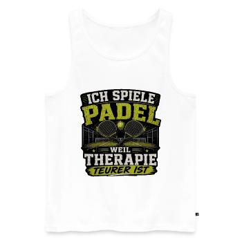 Padel Therapie Sport Humor Motiv - Männer Premium Bio Tank Top - Weiß - Vorne - Michal (187cm)