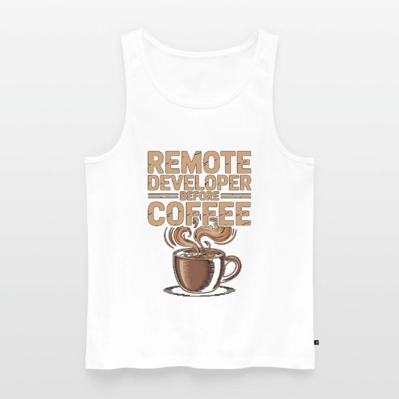 Remote Developer Before Remote Coder Coffee Lover Männer Premium Bio Tank Top