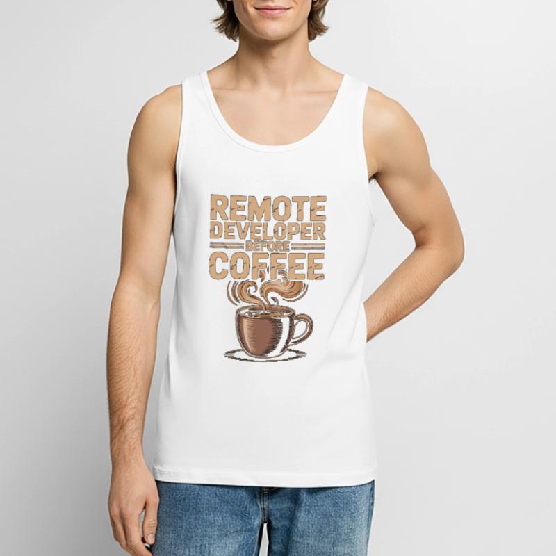 Remote Developer Before Remote Coder Coffee Lover Männer Premium Bio Tank Top