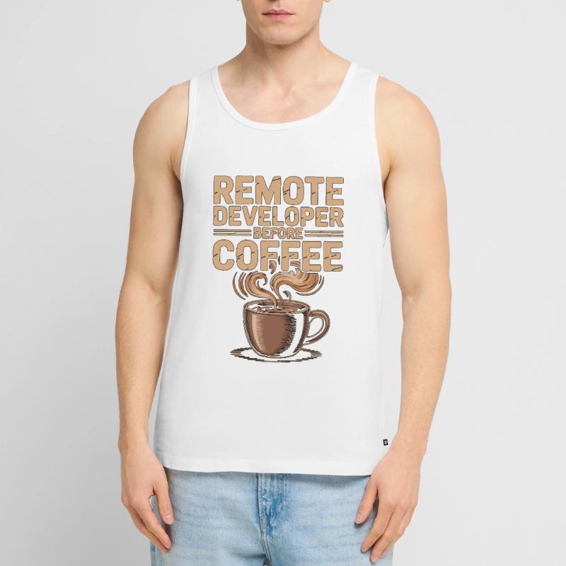 Remote Developer Before Remote Coder Coffee Lover Männer Premium Bio Tank Top