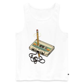 Cassette 90s Outfit 80s Party 90s Theme - Men's Premium Organic Tank Top - white - Front - Michal (187cm)