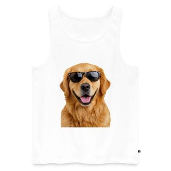 Golden Retriever cool avec des lunettes de soleil - Débardeur bio Premium Homme - blanc - Devant - Michal (187cm)