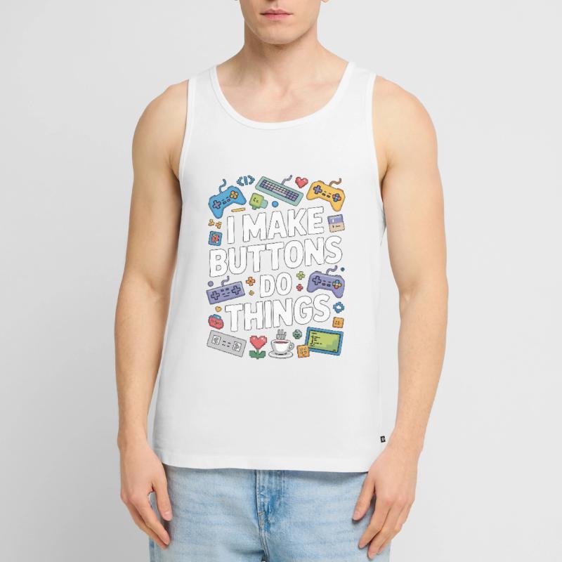 Game Developer I Make Buttons Software Developer Männer Premium Bio Tank Top