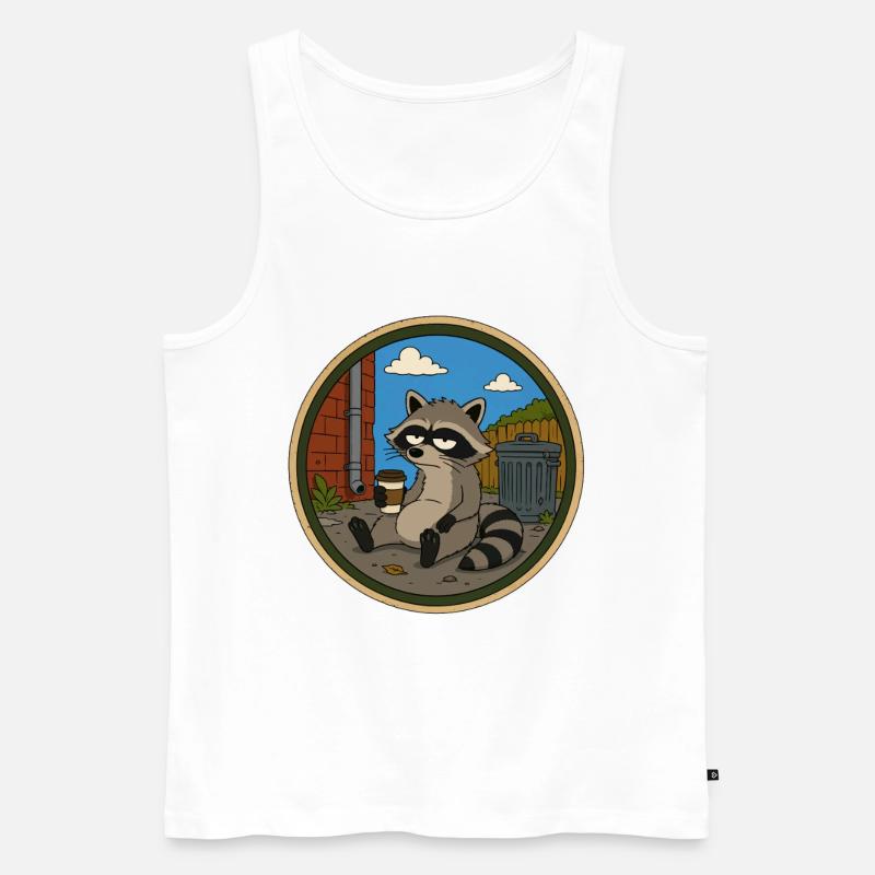 Waschbär in der Kaffeepause - Männer Premium Bio Tank Top - Weiß