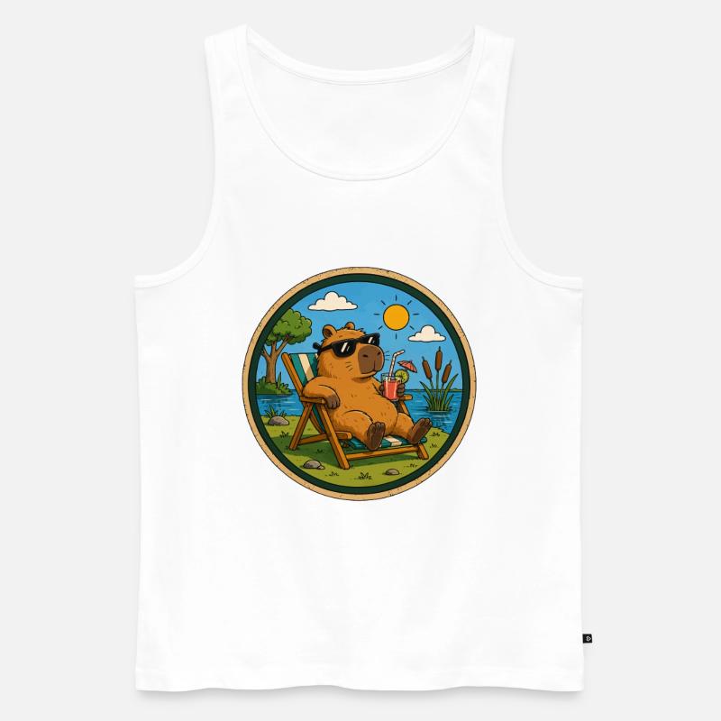 Strandbär mit Sonnenbrille - Männer Premium Bio Tank Top - Weiß