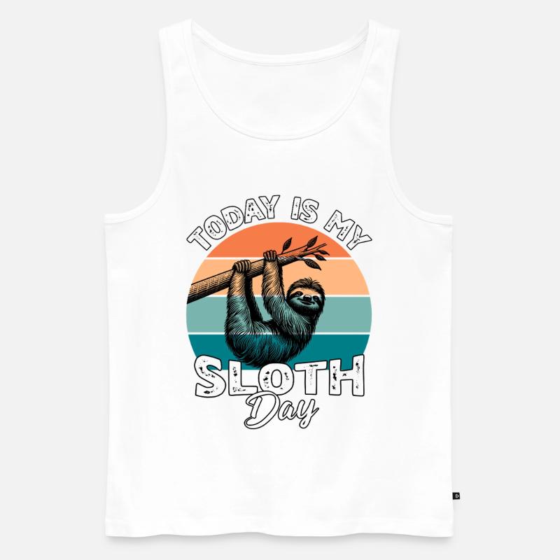 Faultier Sloth - Männer Premium Bio Tank Top - Weiß