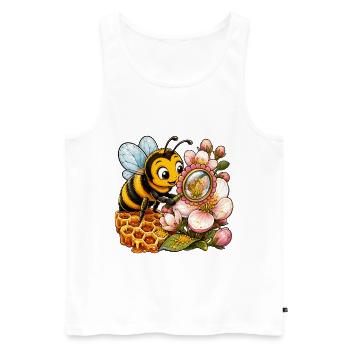 abeille, apiculteur, nid d’abeille, fleurs, insecte des prairies, - Débardeur bio Premium Homme - blanc - Devant - Michal (187cm)