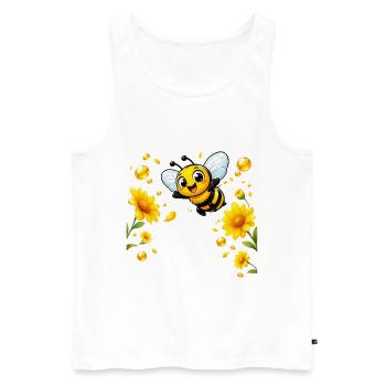Biene Honig Imker Honigwabe Blumen Wiese Insekt - Männer Premium Bio Tank Top - Weiß - Vorne - Michal (187cm)