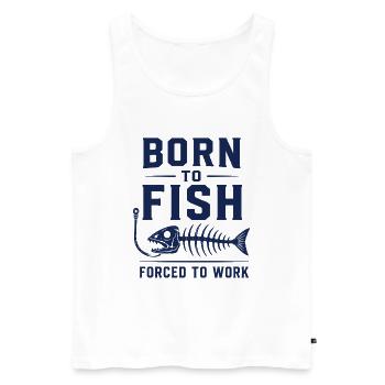Né pour pêcher Pêcheur Shirt - Débardeur bio Premium Homme - blanc - Devant - Michal (187cm)
