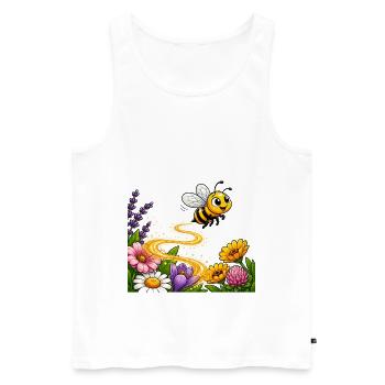 abeille, apiculteur, nid d’abeille, fleurs, insecte des prairies, - Débardeur bio Premium Homme - blanc - Devant - Michal (187cm)