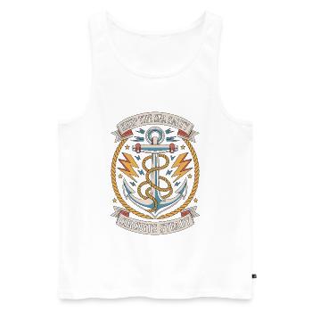 Électricien maritime Keep The Sea Marine Engineering - Débardeur bio Premium Homme - blanc - Devant - Michal (187cm)