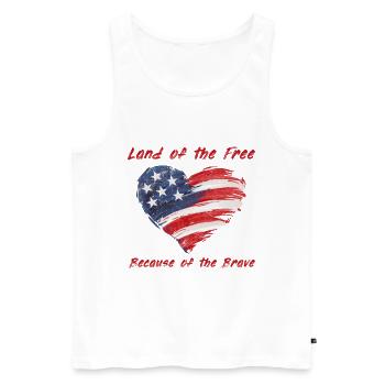 USA Herz - Terre de la liberté grâce aux Braves - Débardeur bio Premium Homme - blanc - Devant - Michal (187cm)